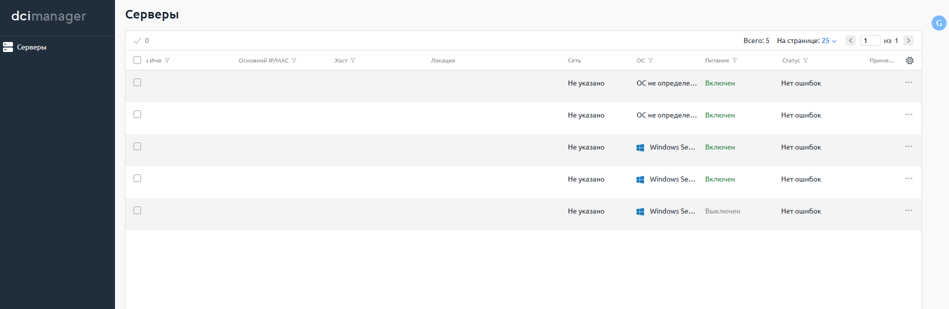 Скриншот: Главная страница VMmanager 6 с выбранным сервером